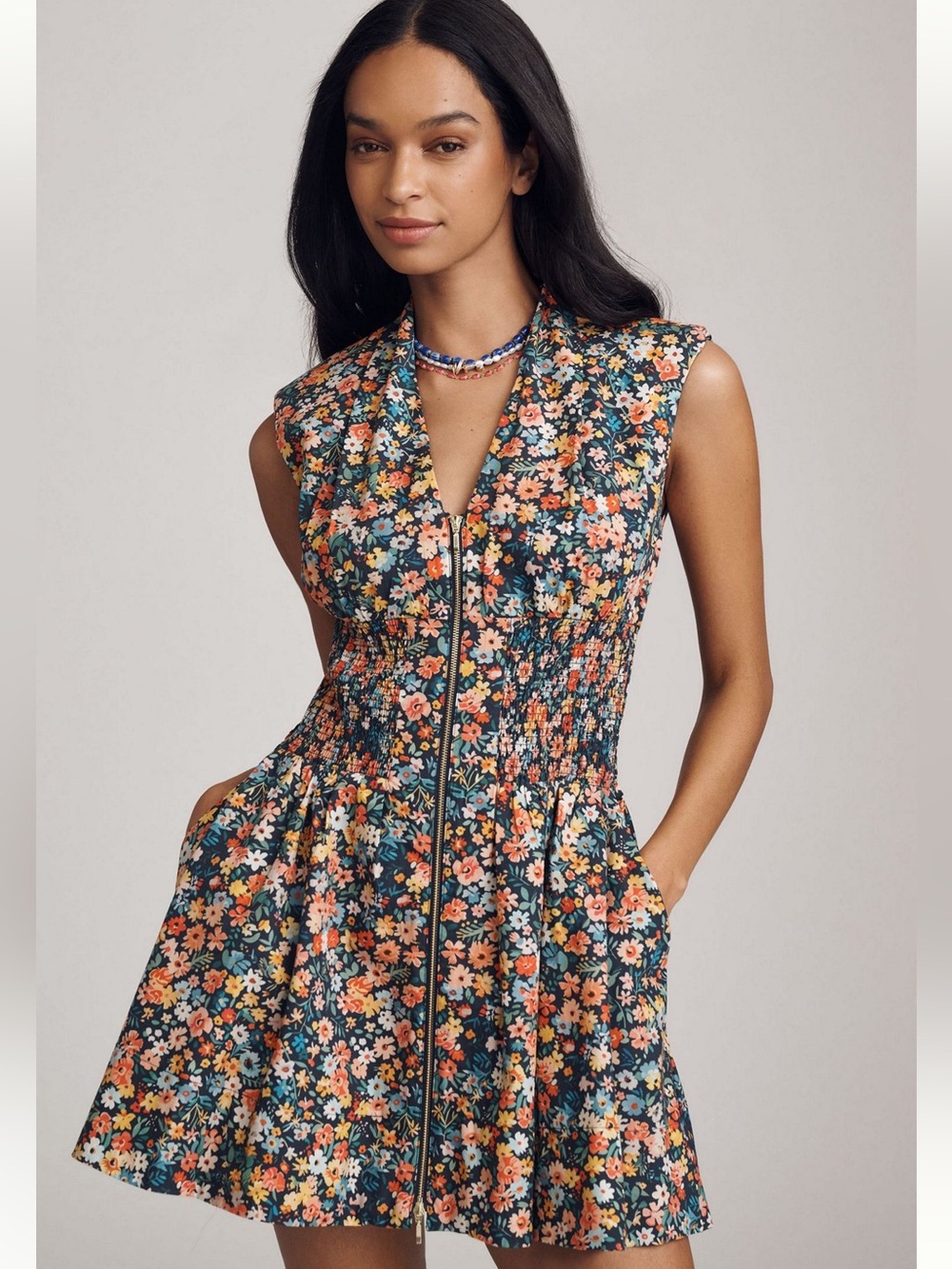 ✨ Anthropologie Maeve The Tommie Smocked Zip Front Dress ✨